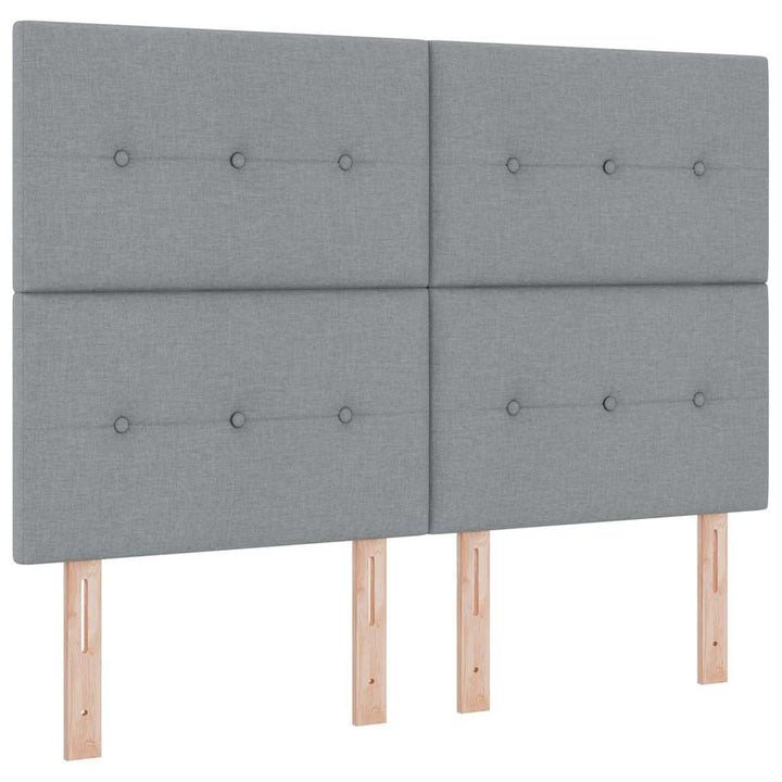Box spring seng med madras med LED Lysegrå 160 x 200 cm Stof