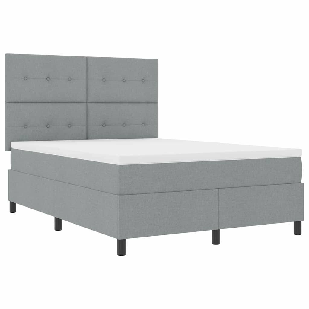 Box spring seng med madras med LED Lysegrå 160 x 200 cm Stof