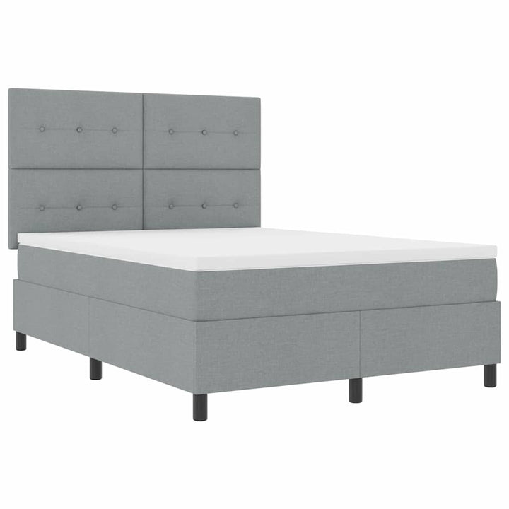 Box spring seng med madras med LED Lysegrå 160 x 200 cm Stof