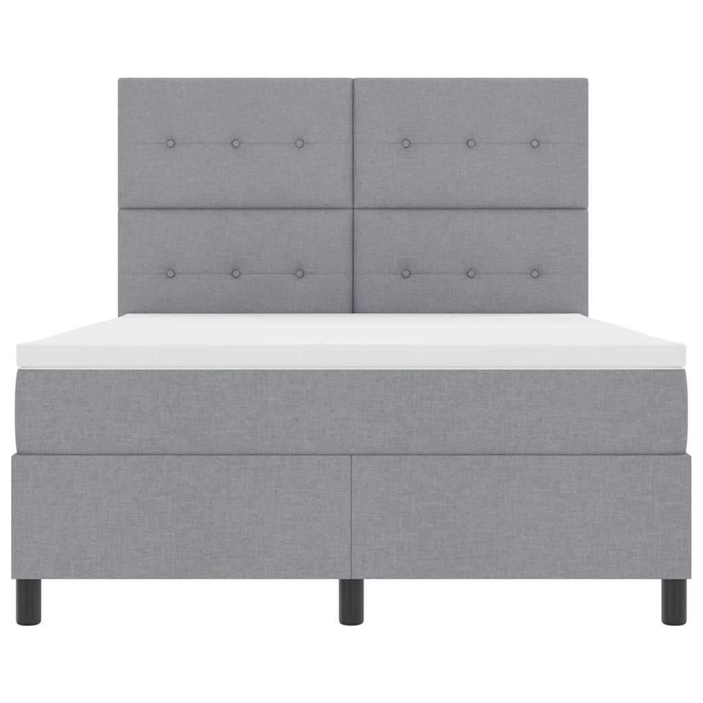 Box spring seng med madras med LED Lysegrå 160 x 200 cm Stof