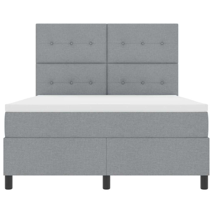 Box spring seng med madras med LED Lysegrå 160 x 200 cm Stof
