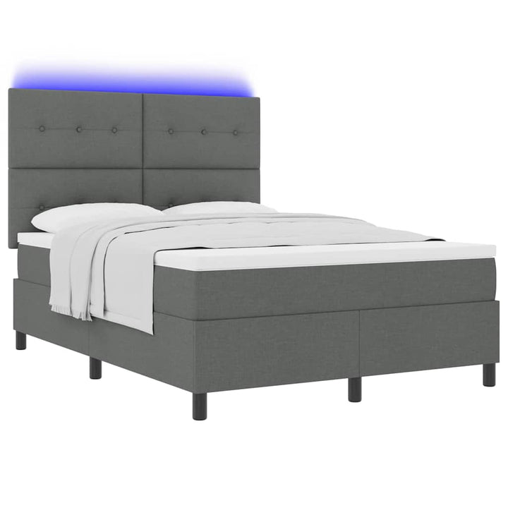 Box spring seng med madras med LED Mørkegrå 160 x 200 cm Stof