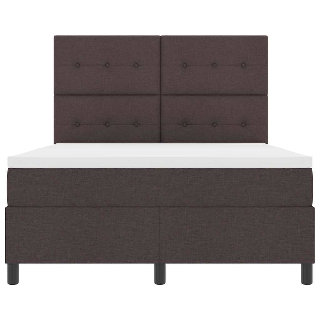 Box spring seng med madras med LED Mørkebrun 160 x 200 cm Stof