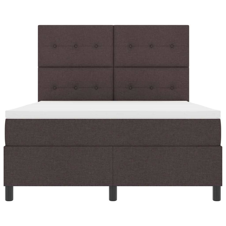 Box spring seng med madras med LED Mørkebrun 160 x 200 cm Stof