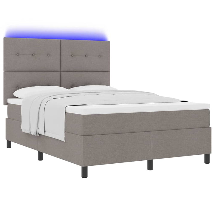 Box spring seng med madras med LED Gråbrun 160 x 200 cm Stof