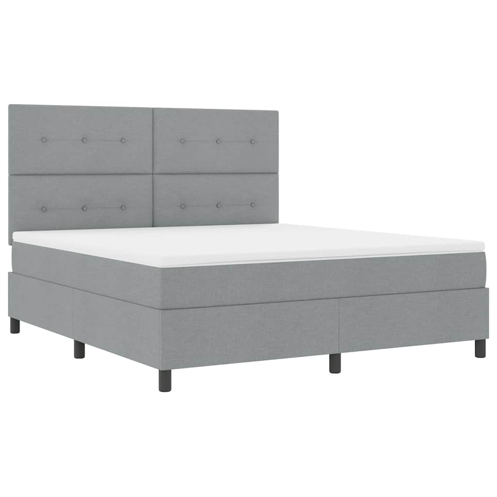 Box spring seng med madras med LED Lysegrå 180 x 200 cm Stof