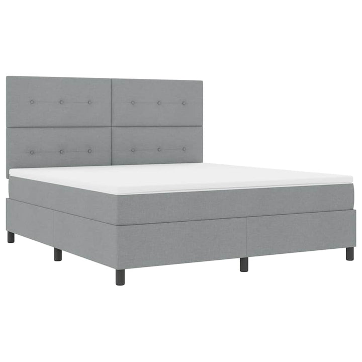Box spring seng med madras med LED Lysegrå 180 x 200 cm Stof