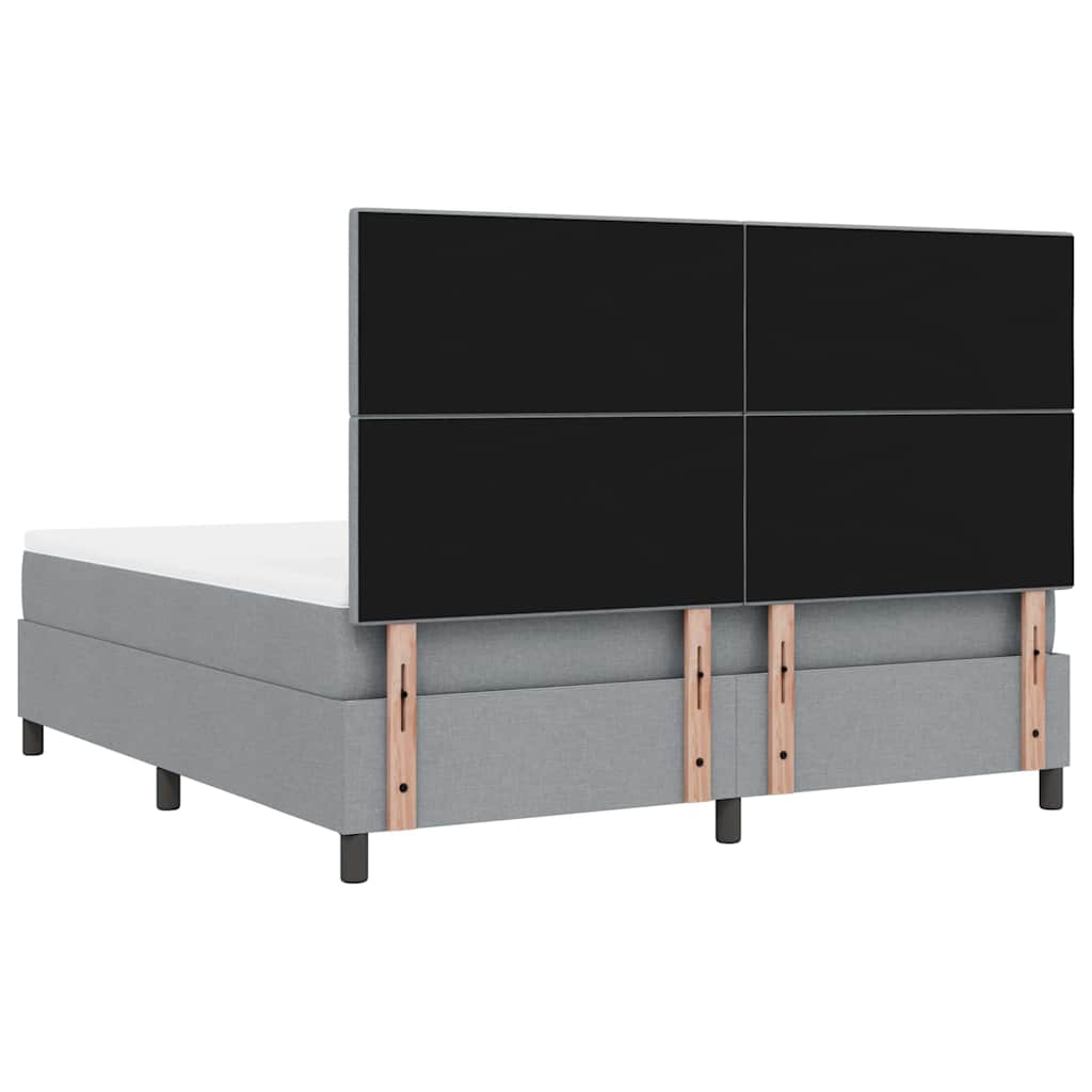 Box spring seng med madras med LED Lysegrå 180 x 200 cm Stof