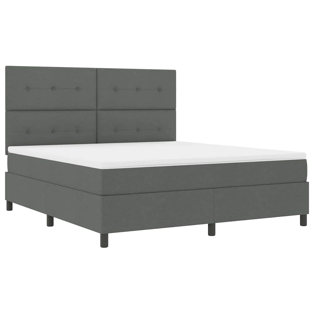 Box spring seng med LED-lysstrimler Mørkegrå 180 x 200 cm Stof