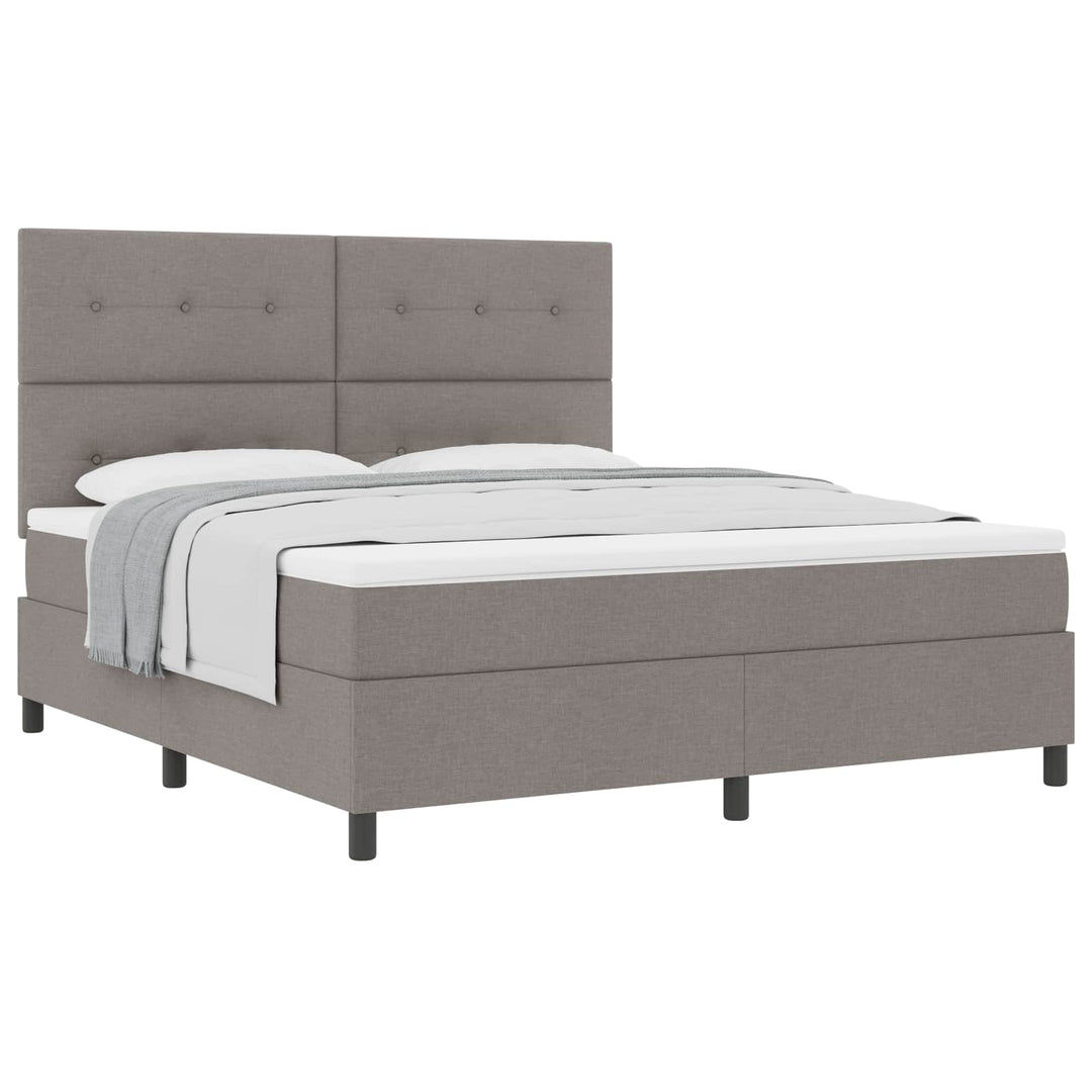 Box spring seng med madras med LED Gråbrun 180 x 200 cm Stof