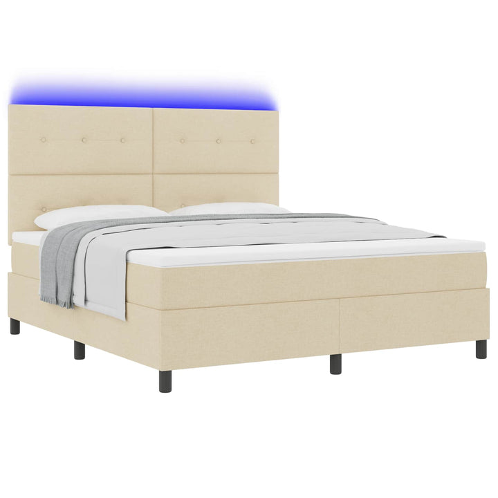 Box spring seng med madras med LED Creme 180 x 200 cm Stof