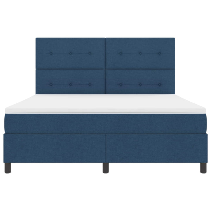 Box spring seng med LED-lysstrimler Blå 180 x 200 cm Stof