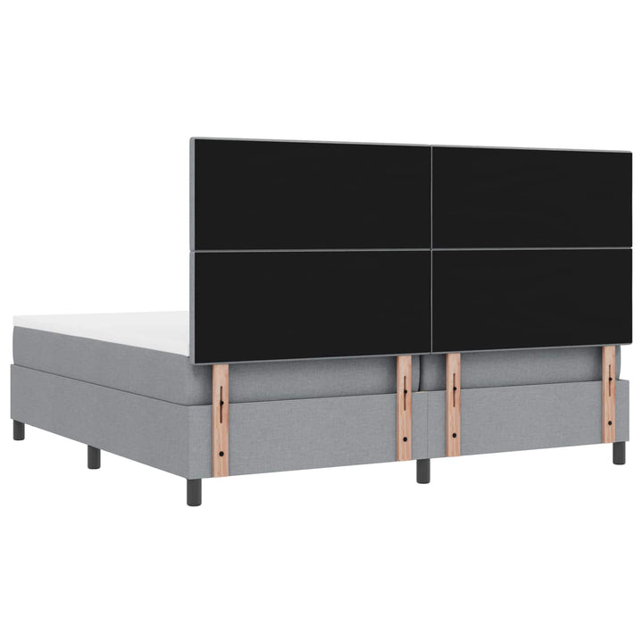 Box spring seng med LED-lysstrimler Lysegrå 200 x 200 cm Stof