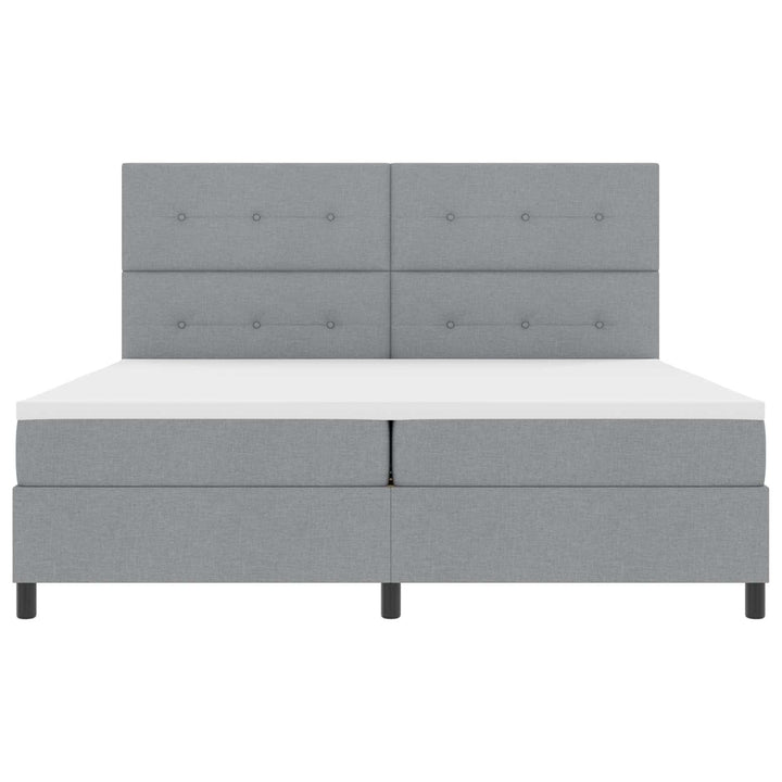 Box spring seng med LED-lysstrimler Lysegrå 200 x 200 cm Stof
