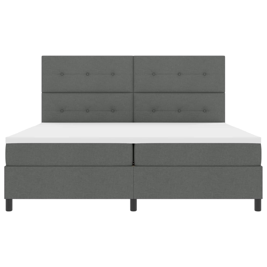 Box spring seng med LED-lysstrimler Mørkegrå 200 x 200 cm Stof