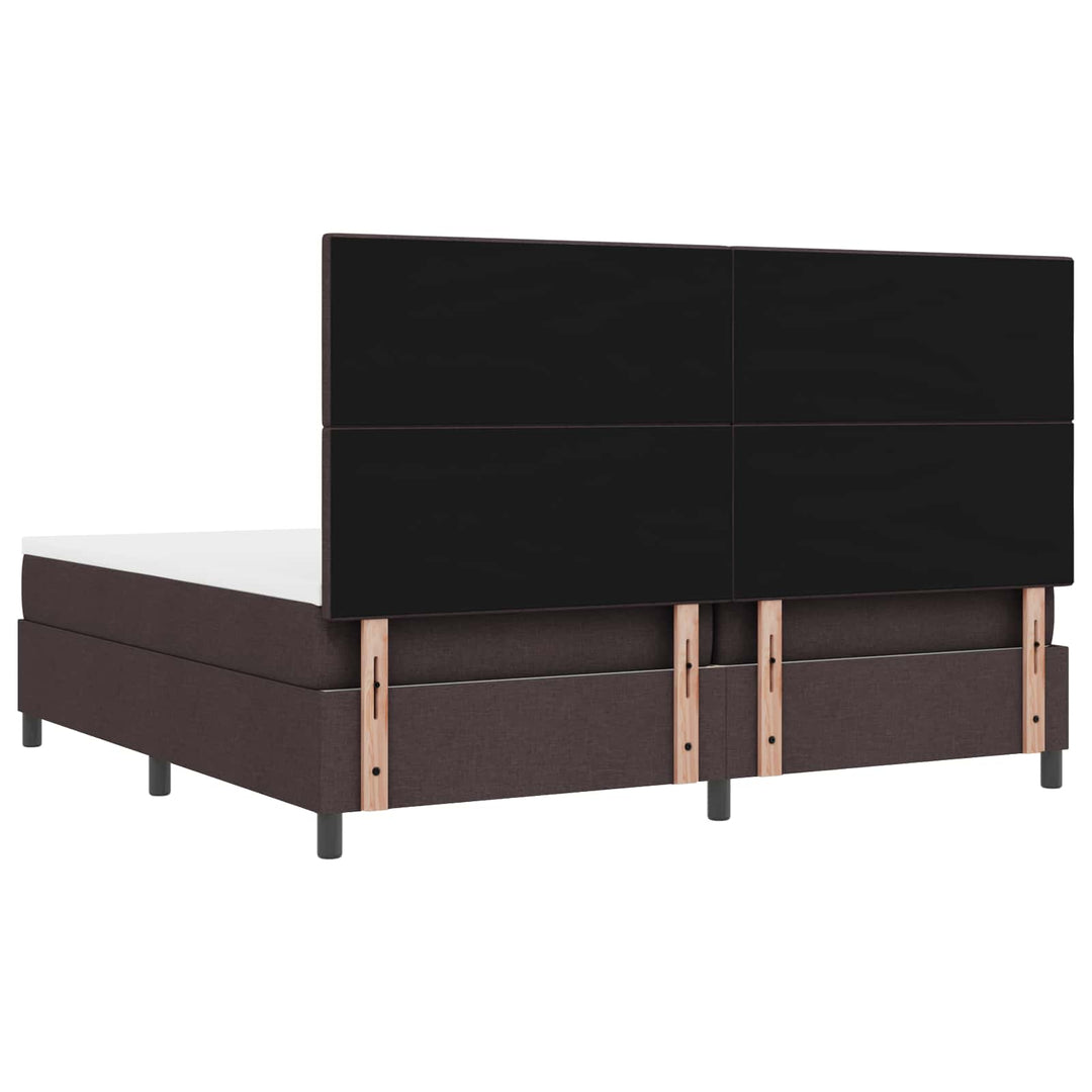 Box spring seng med LED-lysstrimler Mørkebrun 200 x 200 cm Stof