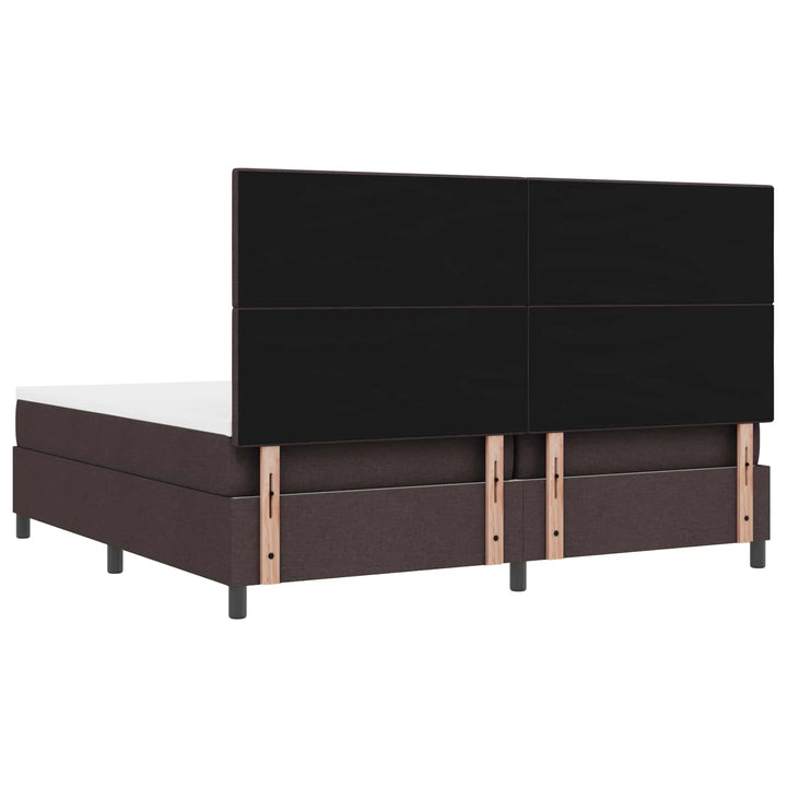 Box spring seng med LED-lysstrimler Mørkebrun 200 x 200 cm Stof