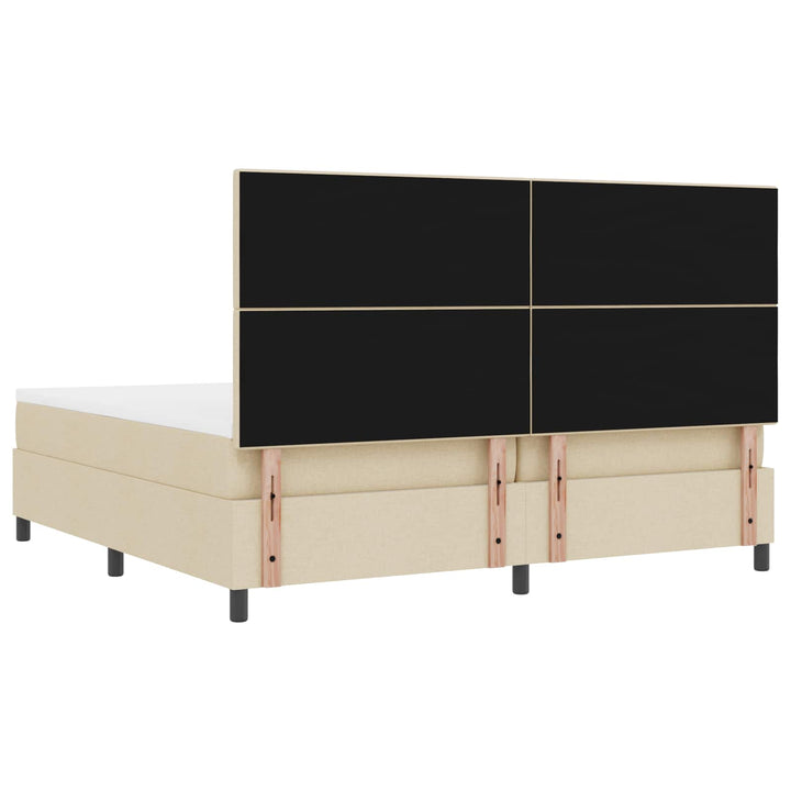 Box spring seng med madras med LED Creme 200 x 200 cm Stof