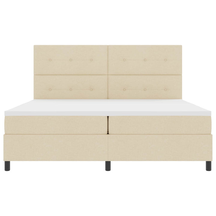 Box spring seng med madras med LED Creme 200 x 200 cm Stof