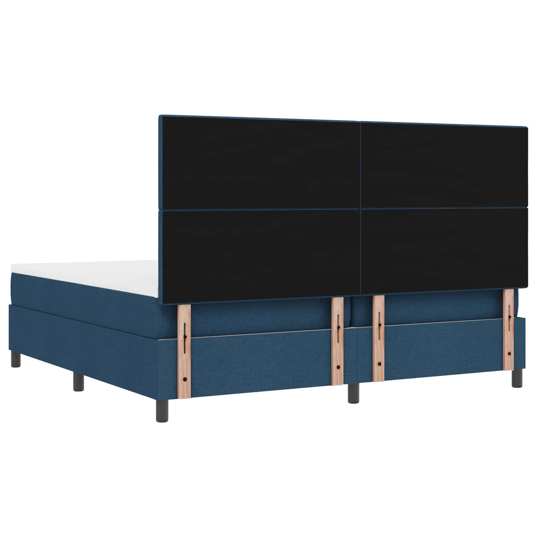 Box spring seng med madras med LED Blå 200 x 200 cm Stof