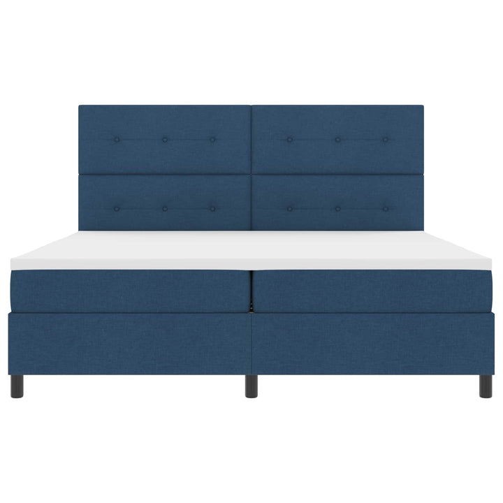 Box spring seng med madras med LED Blå 200 x 200 cm Stof