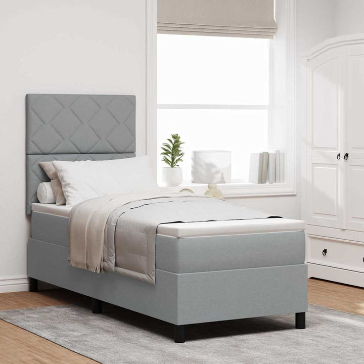 Box spring seng med madras med LED Lysegrå 80 x 200 cm Stof