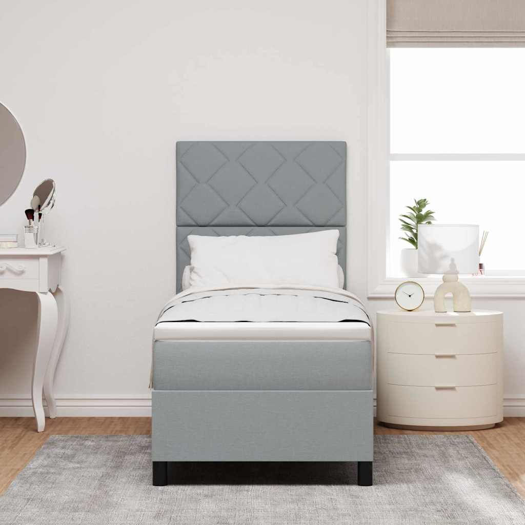 Box spring seng med madras med LED Lysegrå 80 x 200 cm Stof