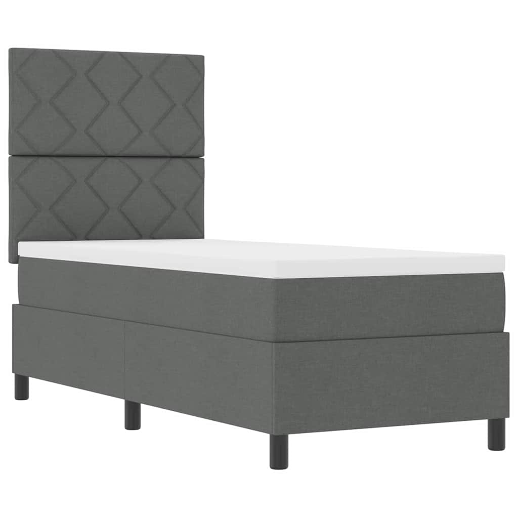 Box spring seng med LED-lysstrimler Mørkegrå 80 x 200 cm Stof