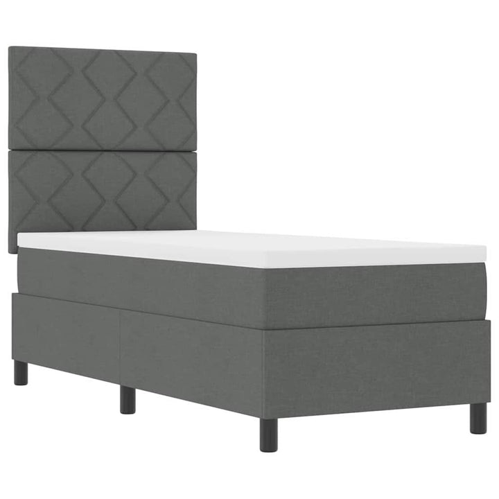 Box spring seng med LED-lysstrimler Mørkegrå 80 x 200 cm Stof