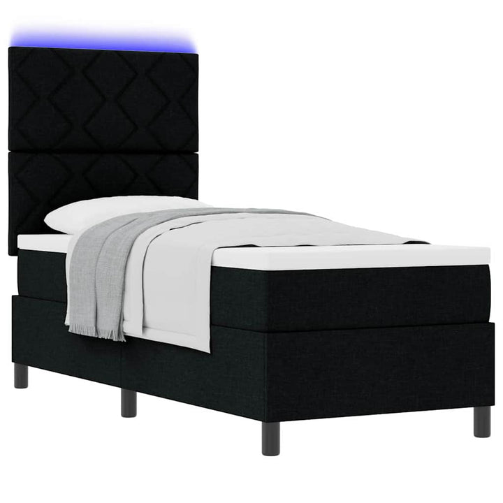 Box spring seng med LED-lysstrimler Sort 80 x 200 cm Stof