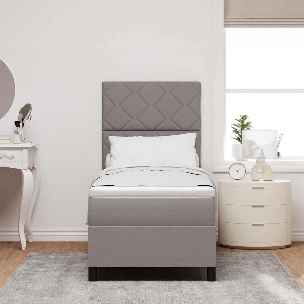 Box spring seng med madras med LED Gråbrun 80 x 200 cm Stof