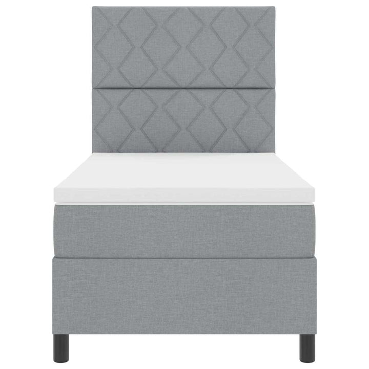 Box spring seng med LED-lysstrimler Lysegrå 90 x 190 cm Stof