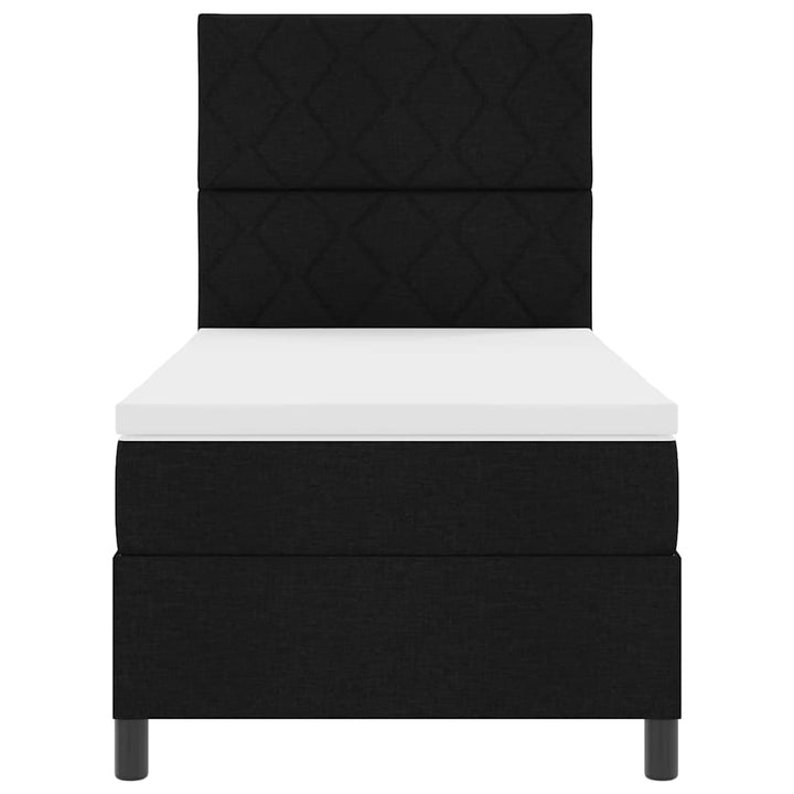 Box spring seng med LED-lysstrimler Sort 90 x 190 cm Stof