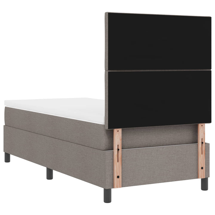 Box spring seng med LED-lysstrimler Gråbrun 90 x 190 cm Stof