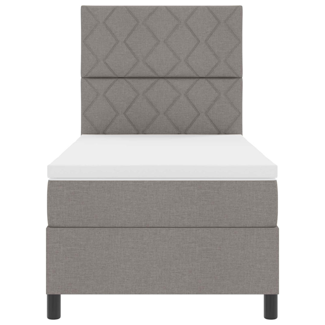 Box spring seng med LED-lysstrimler Gråbrun 90 x 190 cm Stof