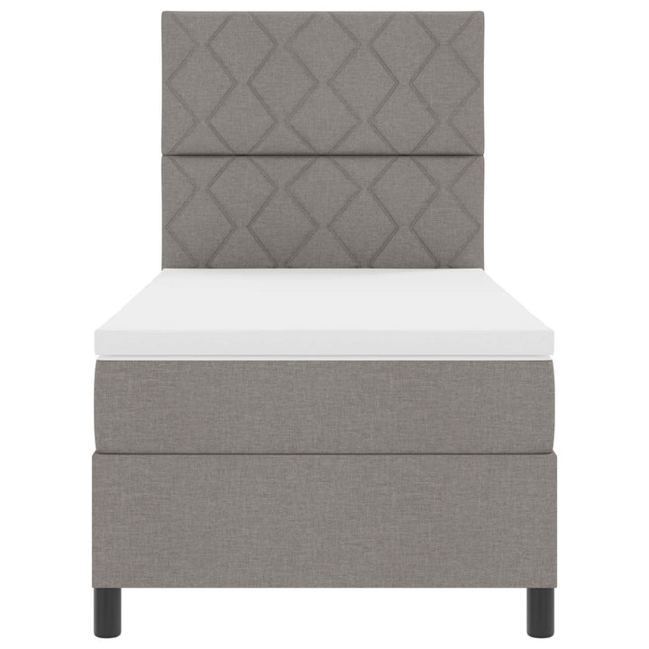 Box spring seng med LED-lysstrimler Gråbrun 90 x 190 cm Stof