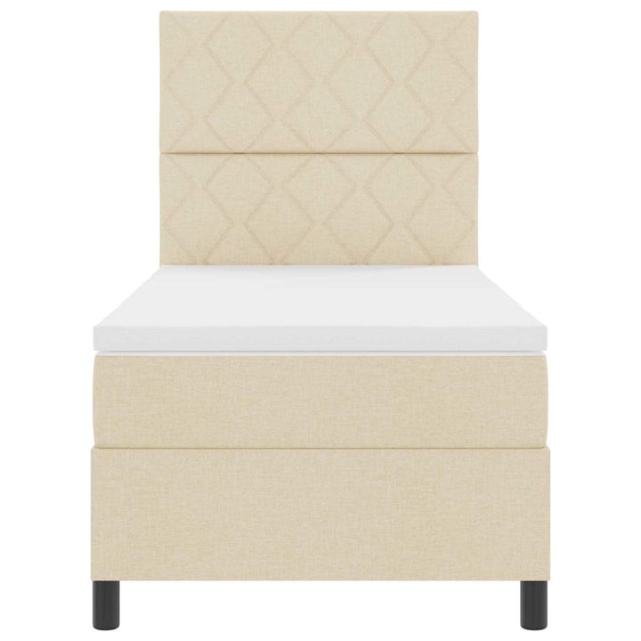 Box spring seng med LED-lysstrimler Creme 90 x 190 cm Stof