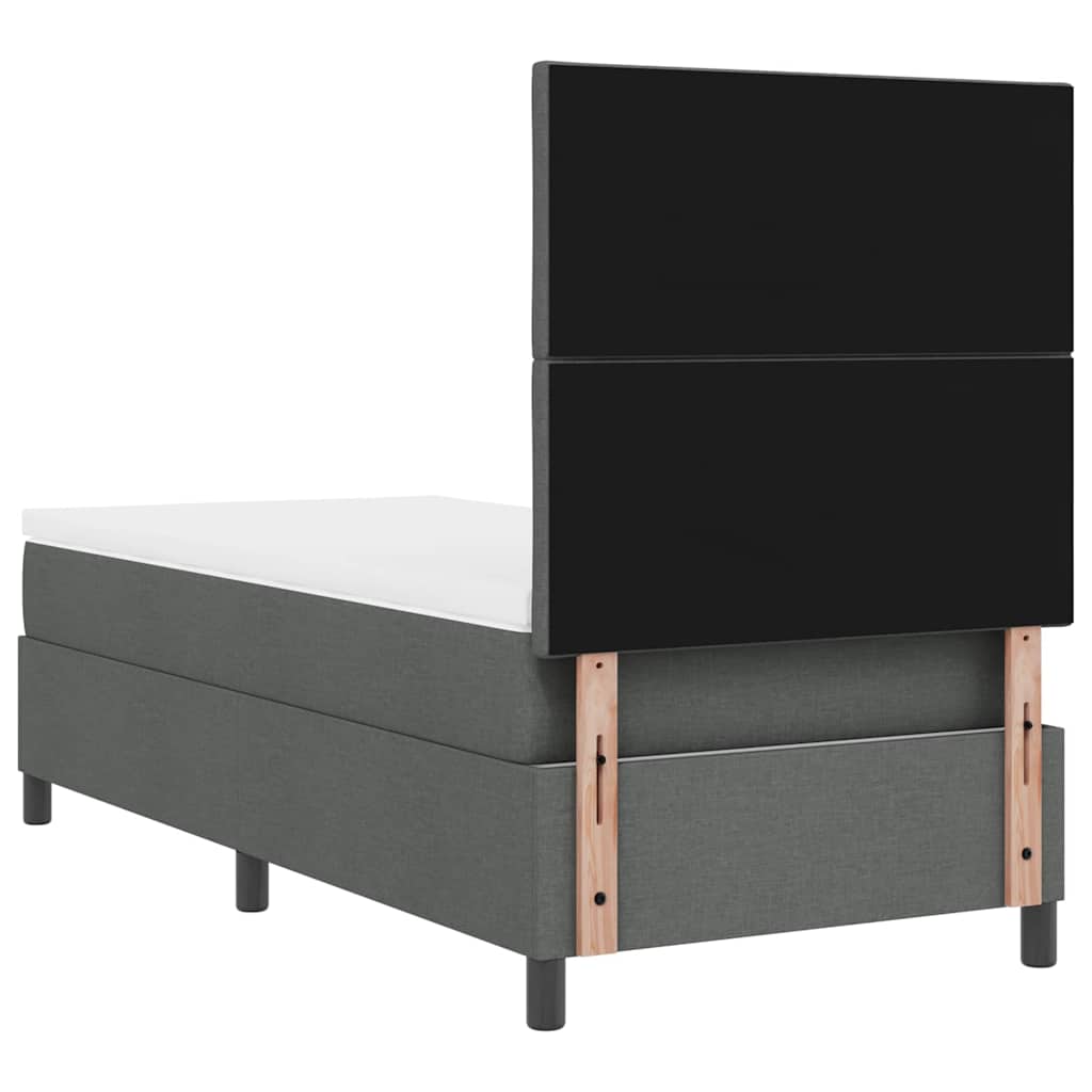 Box spring seng med LED-lysstrimler Mørkegrå 90 x 200 cm Stof