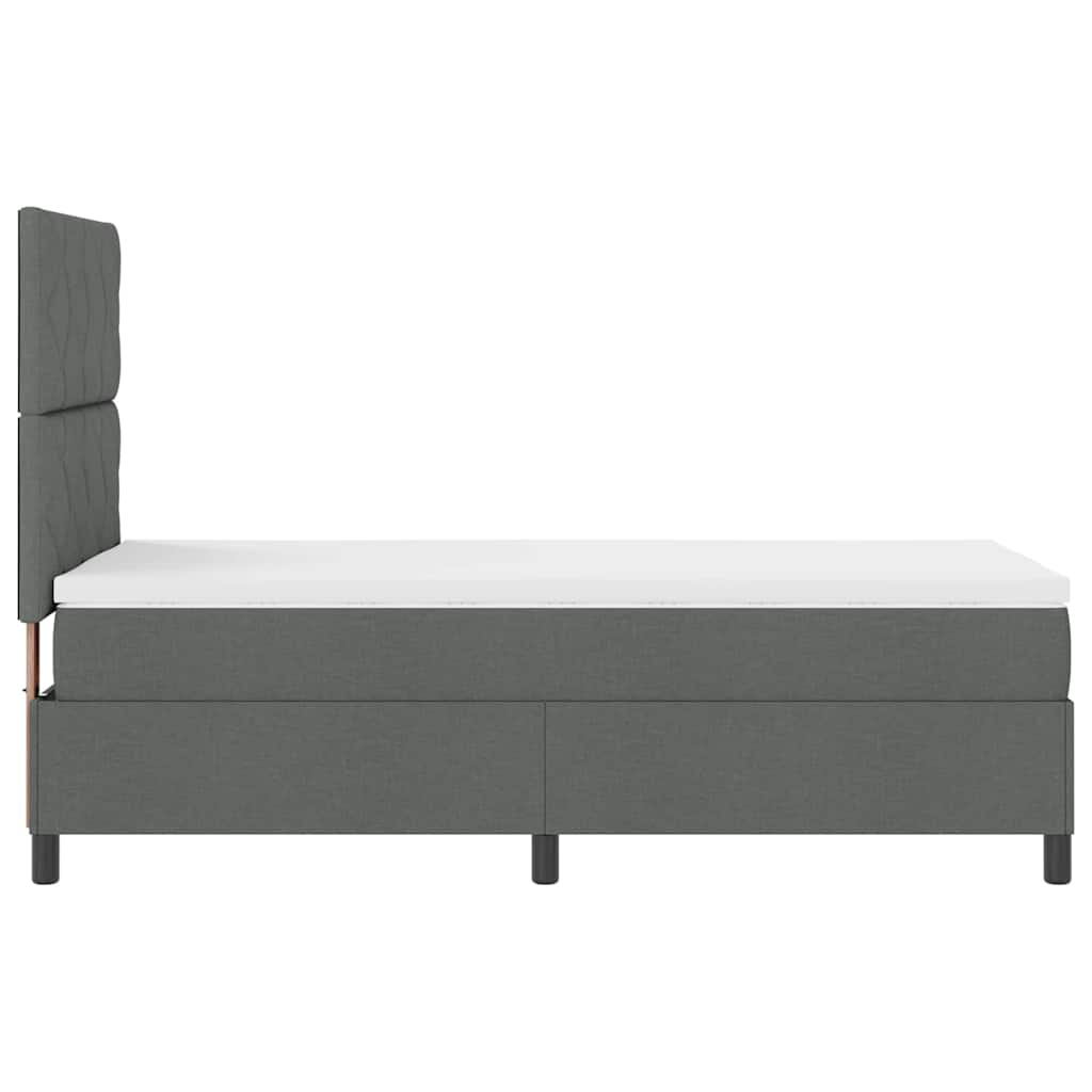 Box spring seng med LED-lysstrimler Mørkegrå 90 x 200 cm Stof