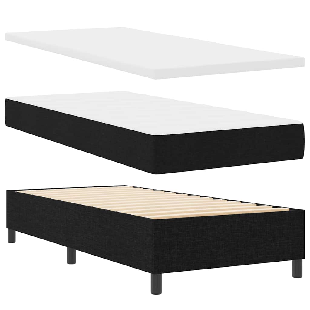 Box spring seng med LED-lysstrimler Sort 90 x 200 cm Stof