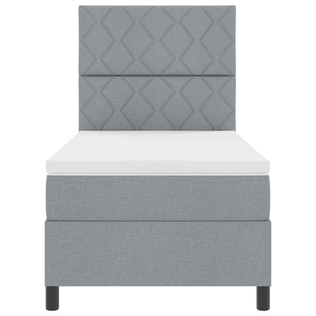 Box spring seng med madras med LED Lysegrå 100 x 200 cm Stof