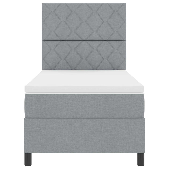 Box spring seng med madras med LED Lysegrå 100 x 200 cm Stof