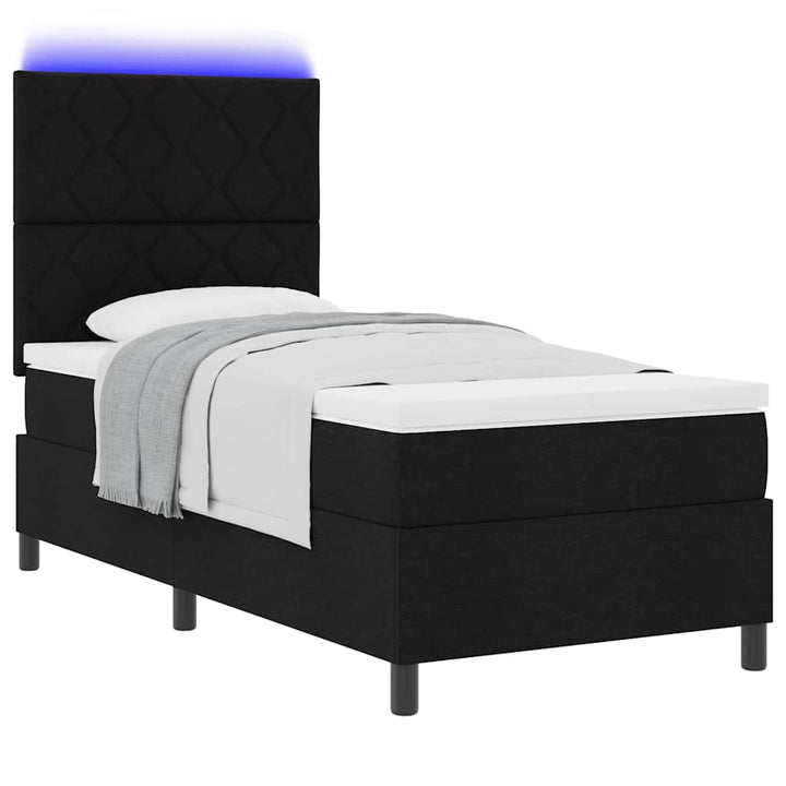 Box spring seng med madras med LED Sort 100 x 200 cm Stof