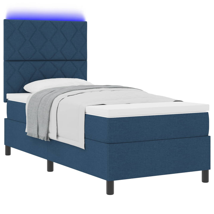 Box spring seng med madras med LED Blå 100 x 200 cm Stof
