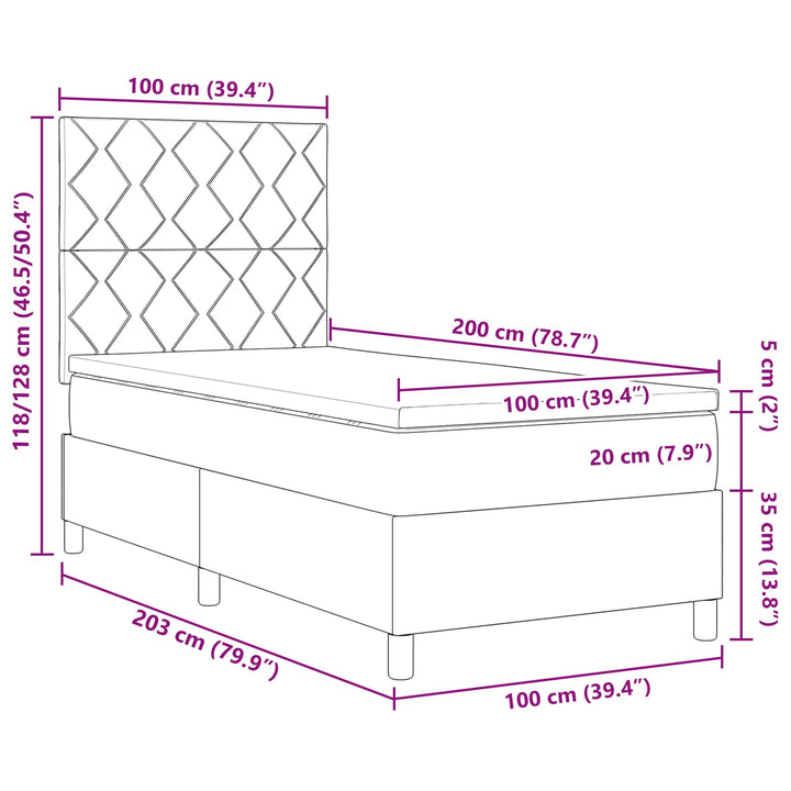Box spring seng med madras med LED Blå 100 x 200 cm Stof