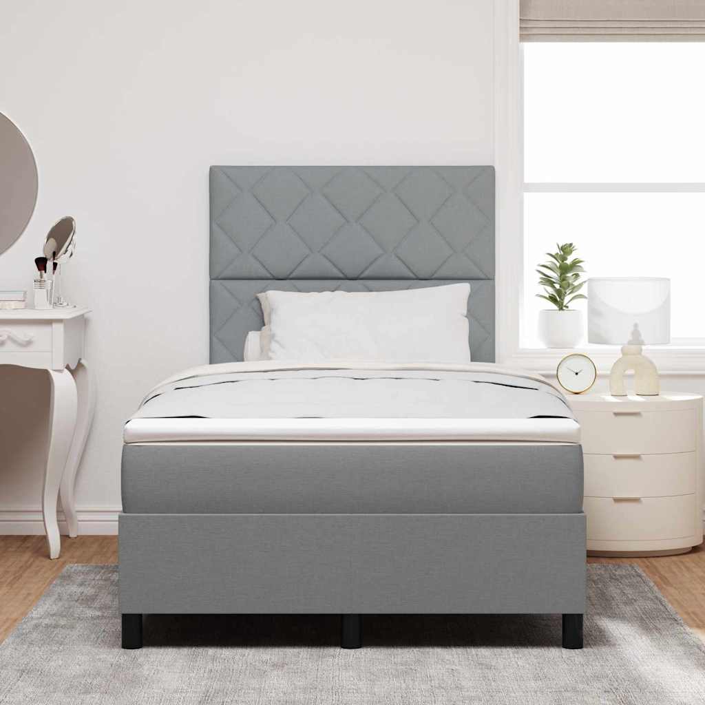 Box spring seng med madras med LED Lysegrå 120 x 190 cm Stof