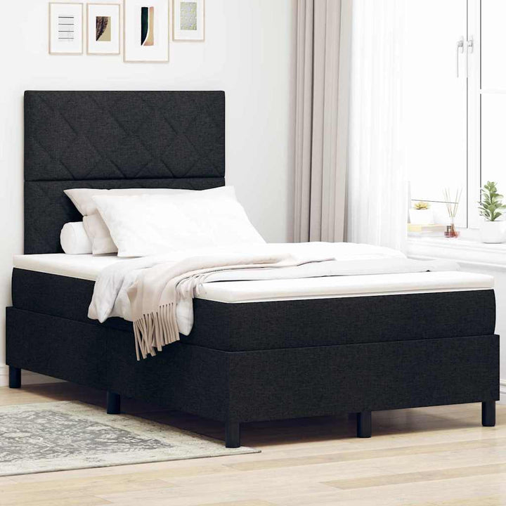 Box spring seng med madras med LED Sort 120 x 190 cm Stof