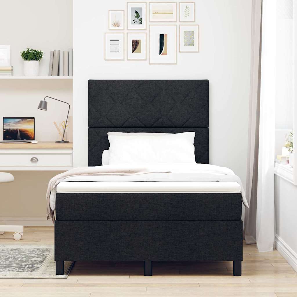 Box spring seng med madras med LED Sort 120 x 190 cm Stof