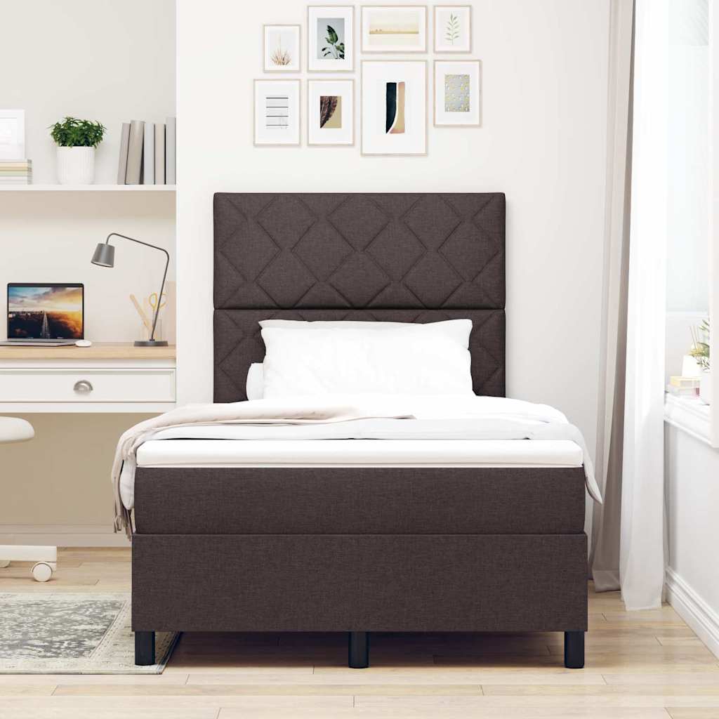 Box spring seng med madras med LED Mørkebrun 120 x 190 cm Stof