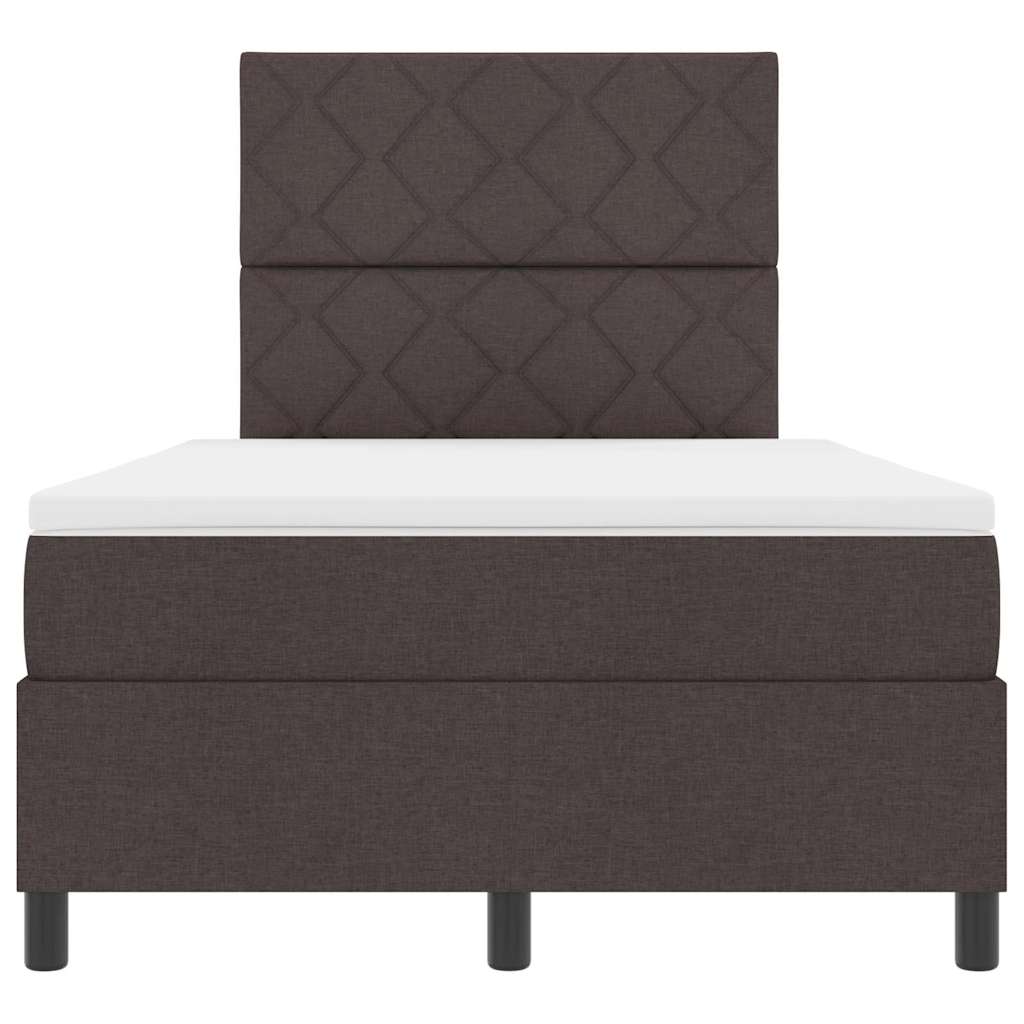 Box spring seng med madras med LED Mørkebrun 120 x 190 cm Stof